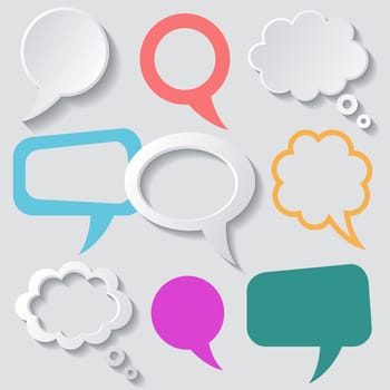 Speech and thought bubbles with shadows vector illustration