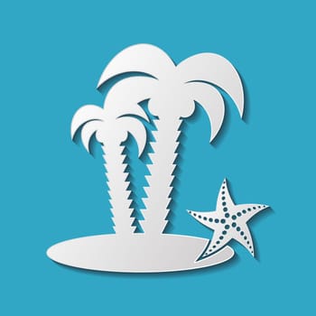 Summer holiday card with palm tree with shadow