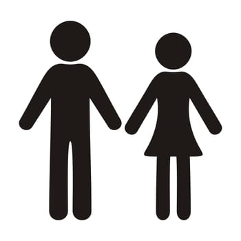 Black vector man and woman icons with shadows