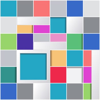 Infographic background with colorful squares and blue window