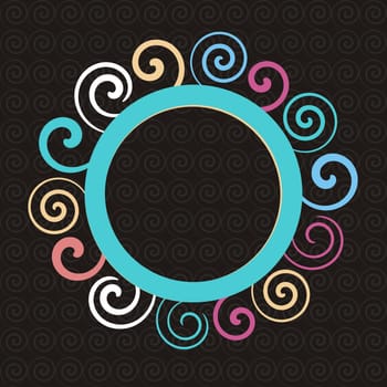 Dark vector vintage background with colorful round ornament