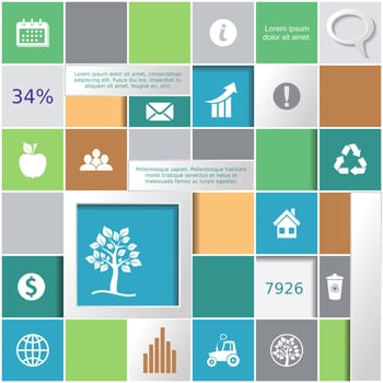 Infographic template with ecology icons and text place