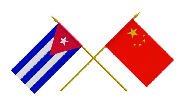 Flags of China and Cuba, 3d render, isolated