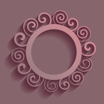 Brown vector vintage background with rounded spiral ornament