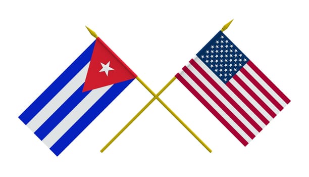 Flags of Cuba and USA, 3d render, isolated