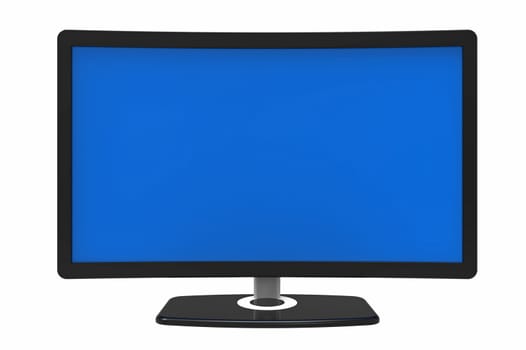 Curved tv screen, isolated on white background, 3D rendering