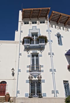 The facade of Casa Serinyana in Cadaques, Spain