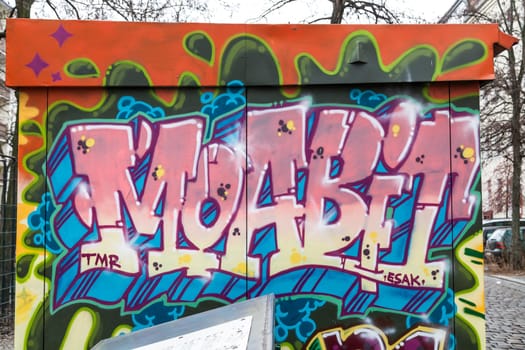 Graffiti "Moabit"" in the Waldstraße in Berlin Moabit"