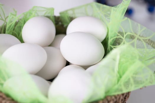 Basket of boiled eggs ready to decoration for Easter