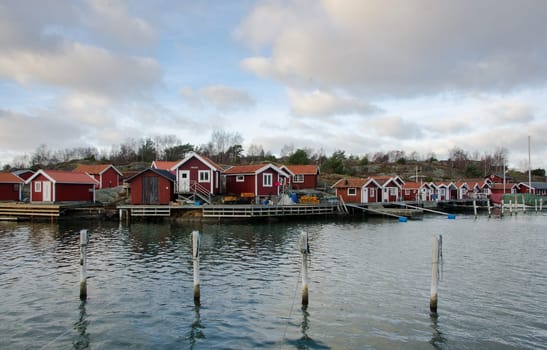 Onnereds marina one late autumn day  and no fishinboat with the boathouse