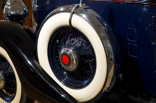 spare wheel of one old classic car from Volvo