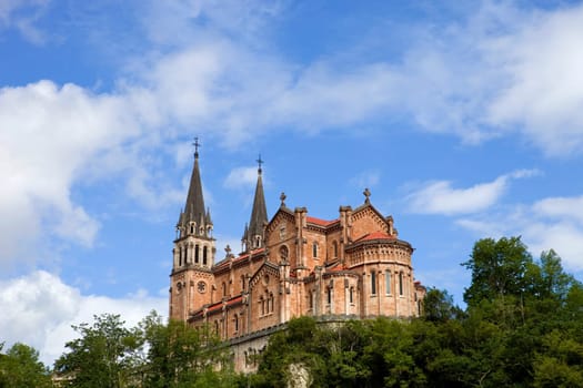 The old cathedral of Covadonga in Asturias, Spain