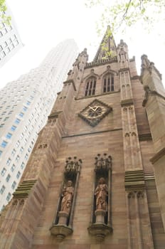 exterior of the Trinity church in downtown manhattan