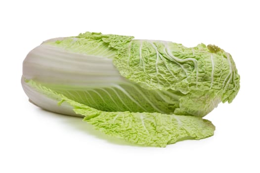 Chinese cabbage closeup on a white background