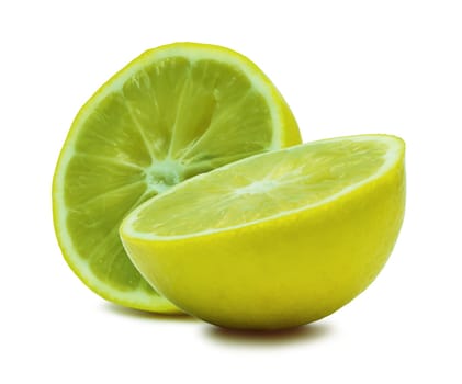 a lemon close up on white background