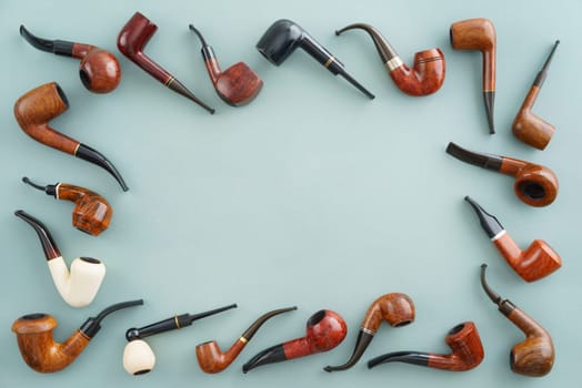 Collection of pipes with copyspace in the middle