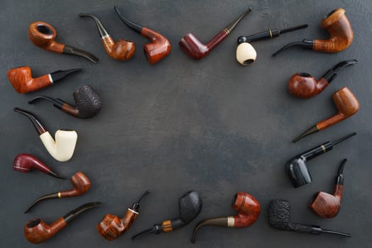 Collection of pipes with copyspace in the middle