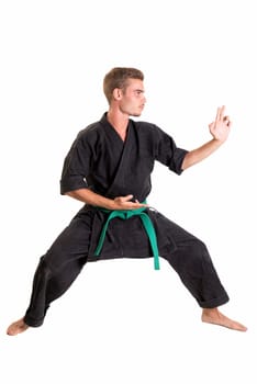 Martial arts student isolated in a white background