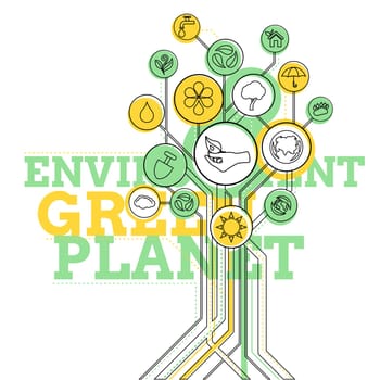 Ecology infographic elements and icons tree. Environment, Green Planet