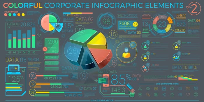 Infographic elements collection, corporate illustration in flat style.