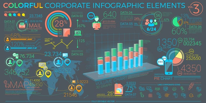 Infographic elements collection, corporate illustration in flat style.