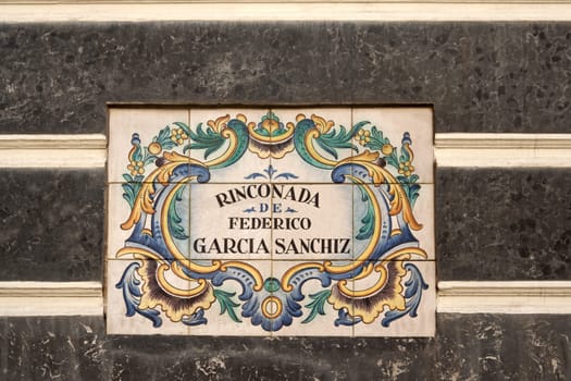 Rinconada de Federico Garcia Sanchiz, street signs in Ciutat Vella, Valencia