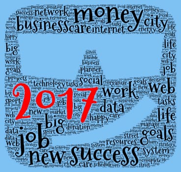 Business 2017 word cloud concept in emoticon shape