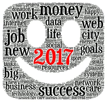 Business 2017 word cloud concept in emoticon shape