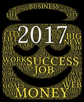 Business 2017 word cloud concept in emoticon shape
