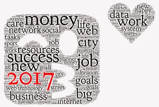 Business 2017 word cloud concept in emoticon shape