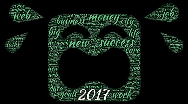Business 2017 word cloud concept in emoticon shape