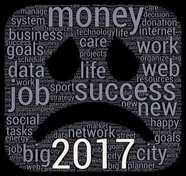 Business 2017 word cloud concept in emoticon shape