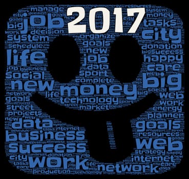 Business 2017 word cloud concept in emoticon shape
