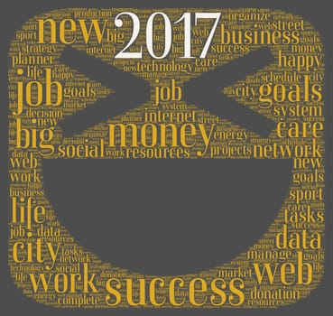 Business 2017 word cloud concept in emoticon shape