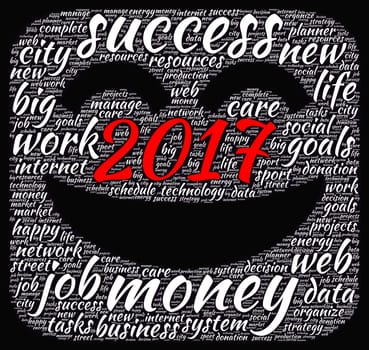 Business 2017 word cloud concept in emoticon shape