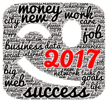 Business 2017 word cloud concept in emoticon shape
