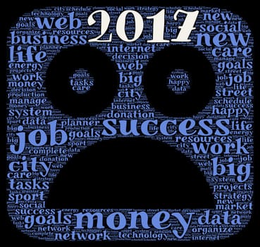 Business 2017 word cloud concept in emoticon shape