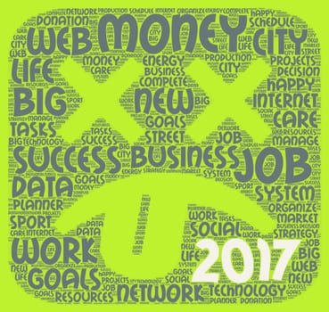 Business 2017 word cloud concept in emoticon shape