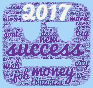 Business 2017 word cloud concept in emoticon shape
