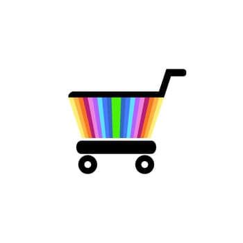 Vector rainbow coloured shopping cart icon isolated