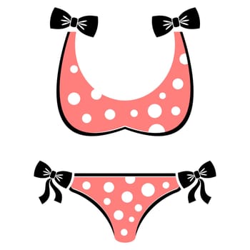 Vector illustration of dotted bikini swimsuit icon isolated
