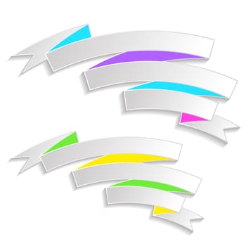 Two colorful vector ribbon banners on white background