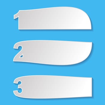 Three white vector option banners on blue background
