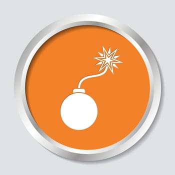 White vector bomb symbol on orange button