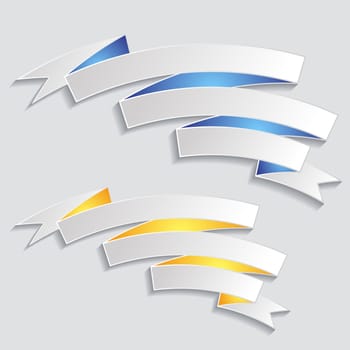 Two white vector ribbon banners on grey background