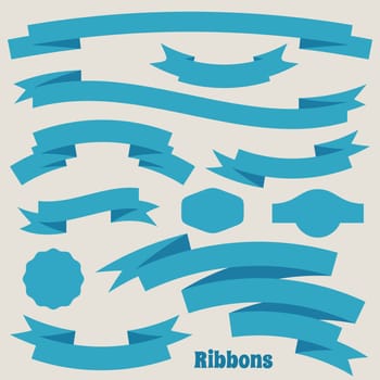 Retro ribbon banners and labels collection vector illustration