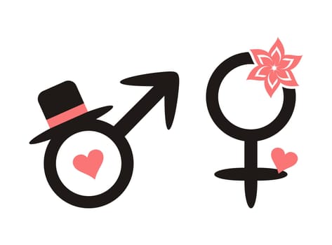 Valentine card with male and female sex symbols