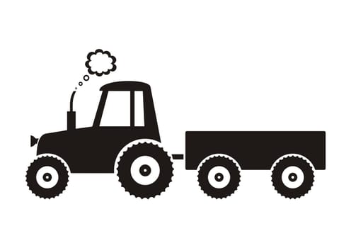 Vector black tractor icon on white background