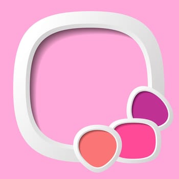 Pink abstract background with colorful round text places