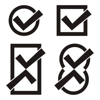 Set of four black vector tick icons